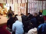 日和田八幡神社での安全祈願　Safe prayer in a weather rice field Yawata shrine